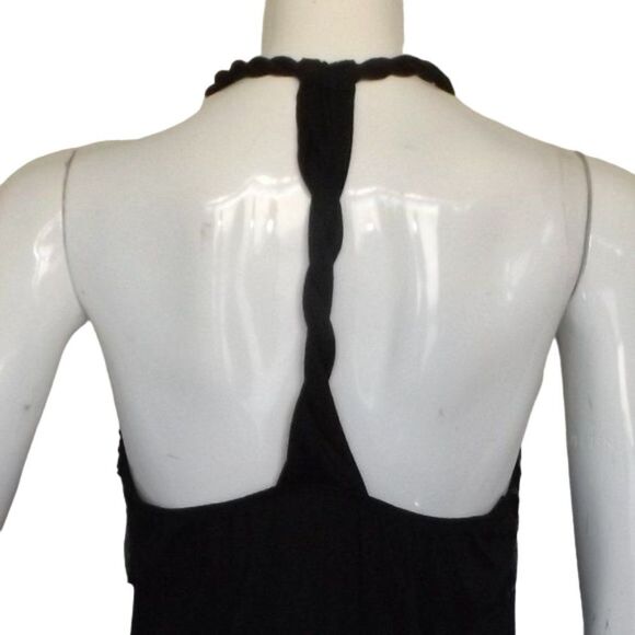 new MON AMIE Evening Dress, L, Black Jersey, Sequined Bust, Open back, Twisted - Picture 3 of 12